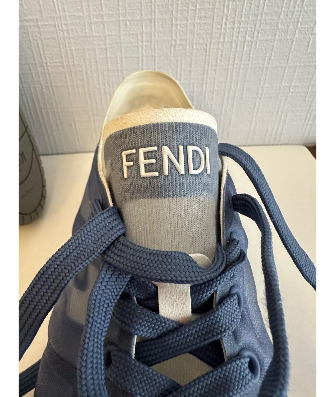 FENDI Синие замшевые кроссовки, фото 5