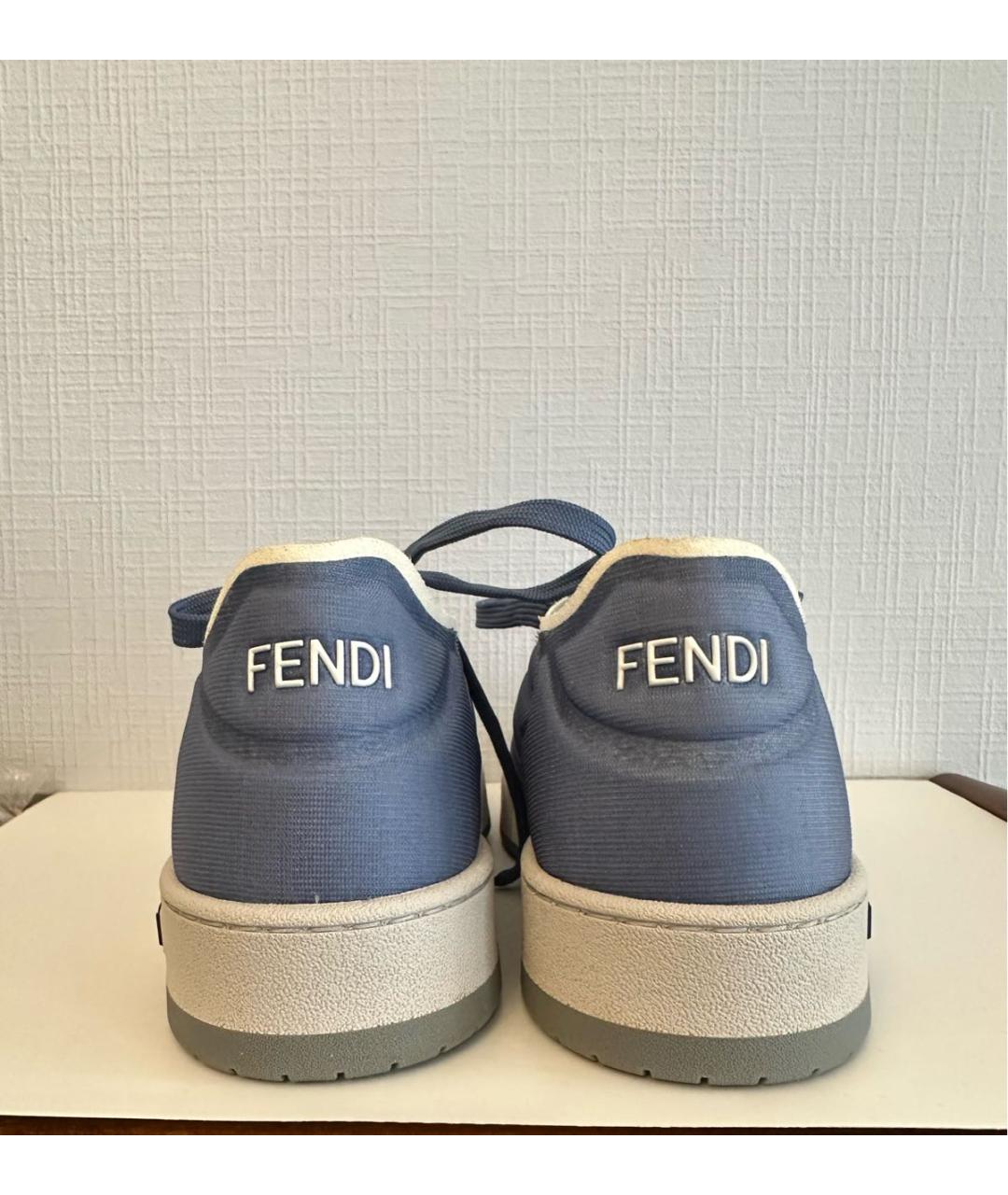 FENDI Синие замшевые кроссовки, фото 4