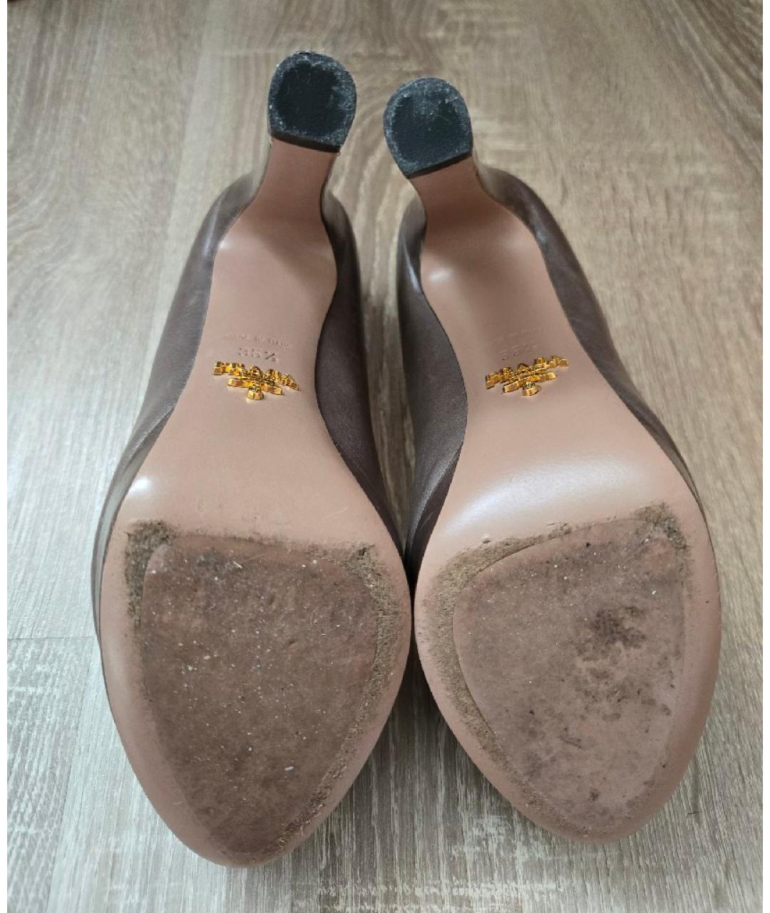 PRADA Бежевые кожаные туфли, фото 4