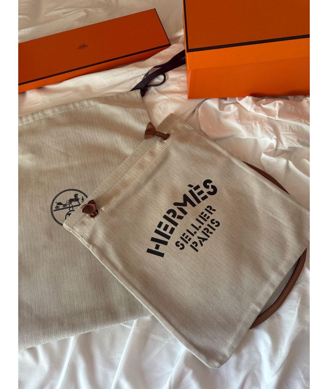 HERMES Бежевая пляжная сумка, фото 4