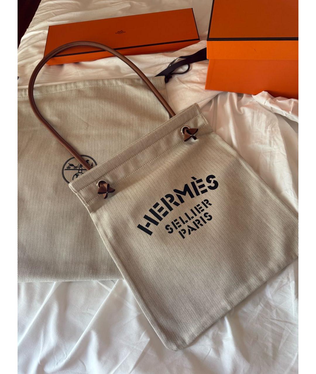 HERMES Бежевая пляжная сумка, фото 2