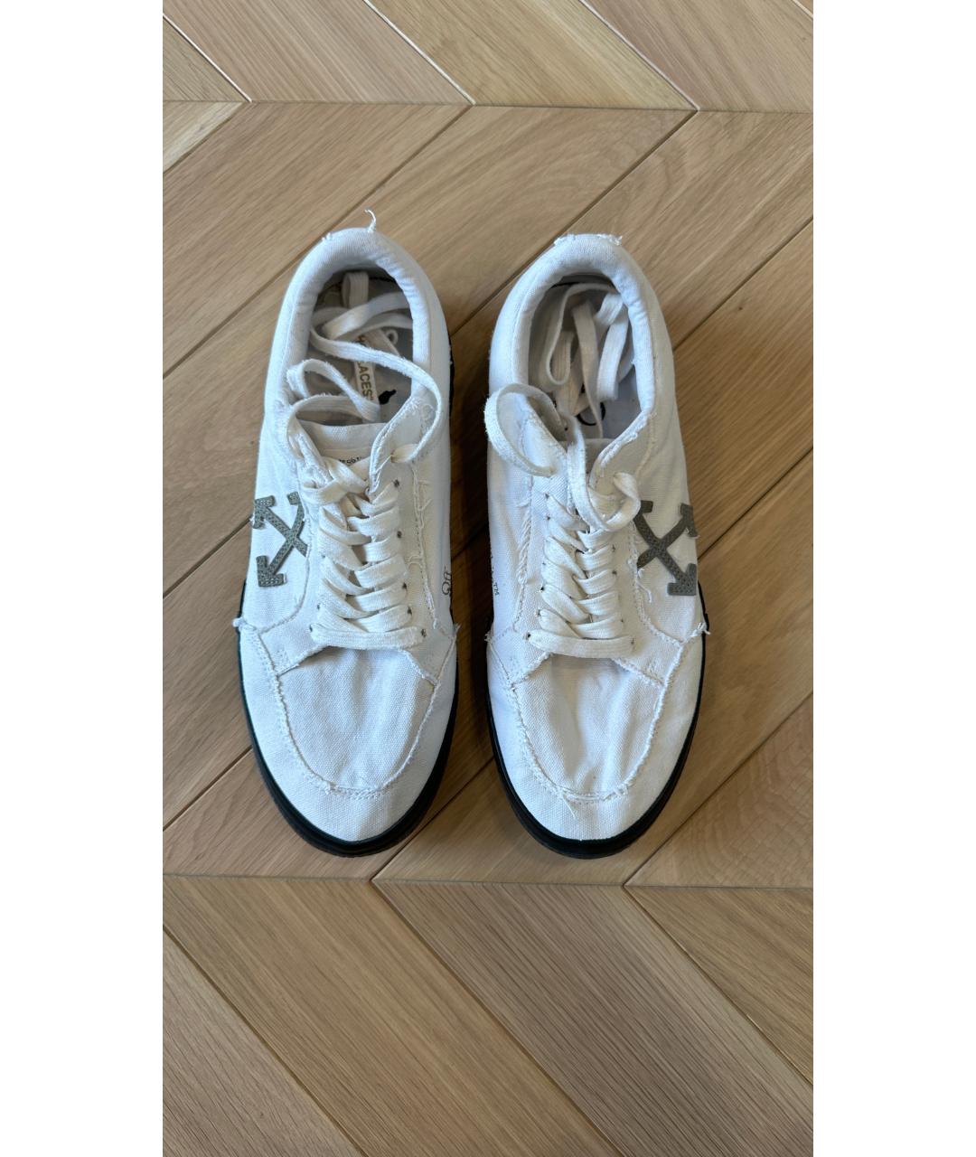 OFF-WHITE Белые текстильные низкие кроссовки / кеды, фото 3