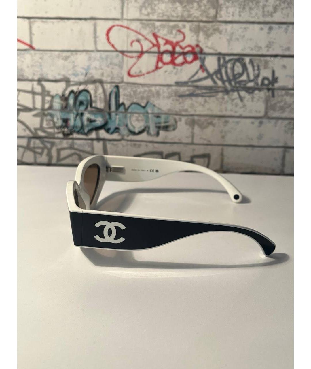 CHANEL Белые пластиковые солнцезащитные очки, фото 2