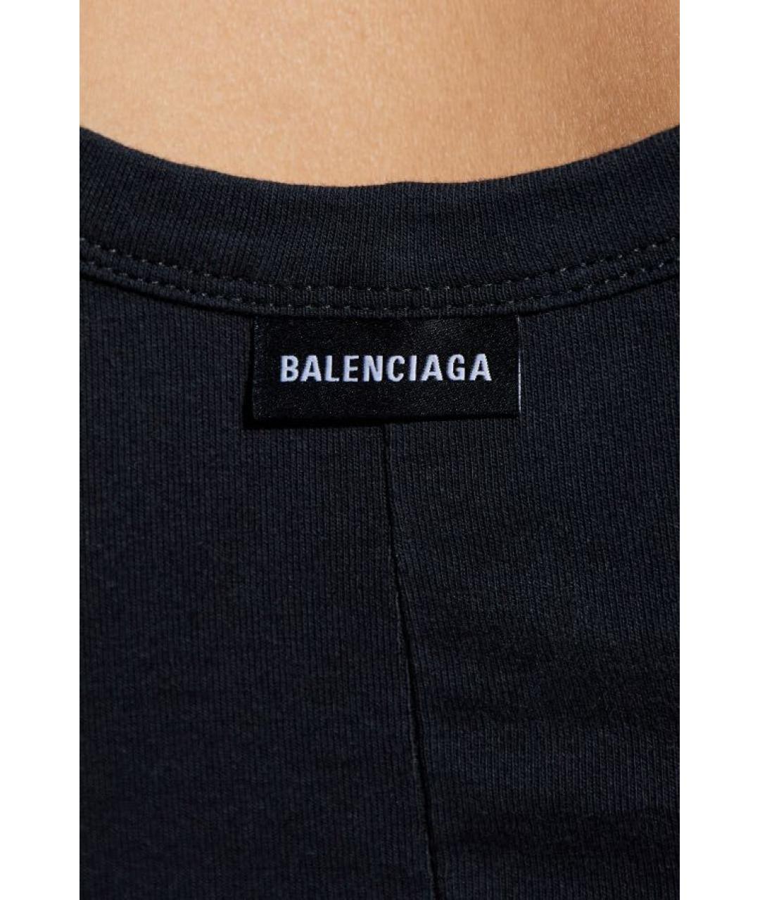 BALENCIAGA Черное хлопко-эластановое повседневное платье, фото 4