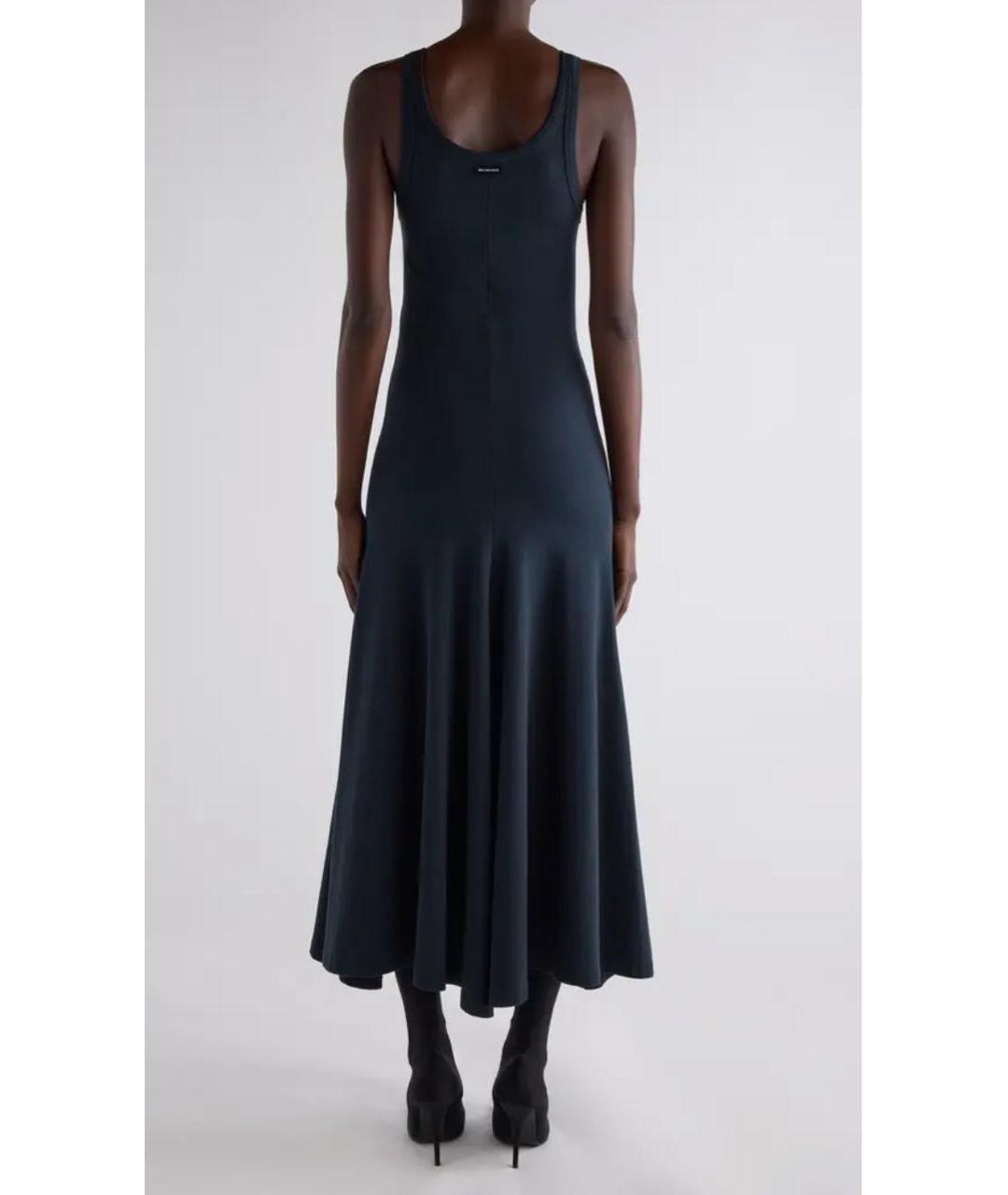 BALENCIAGA Черное хлопко-эластановое повседневное платье, фото 7