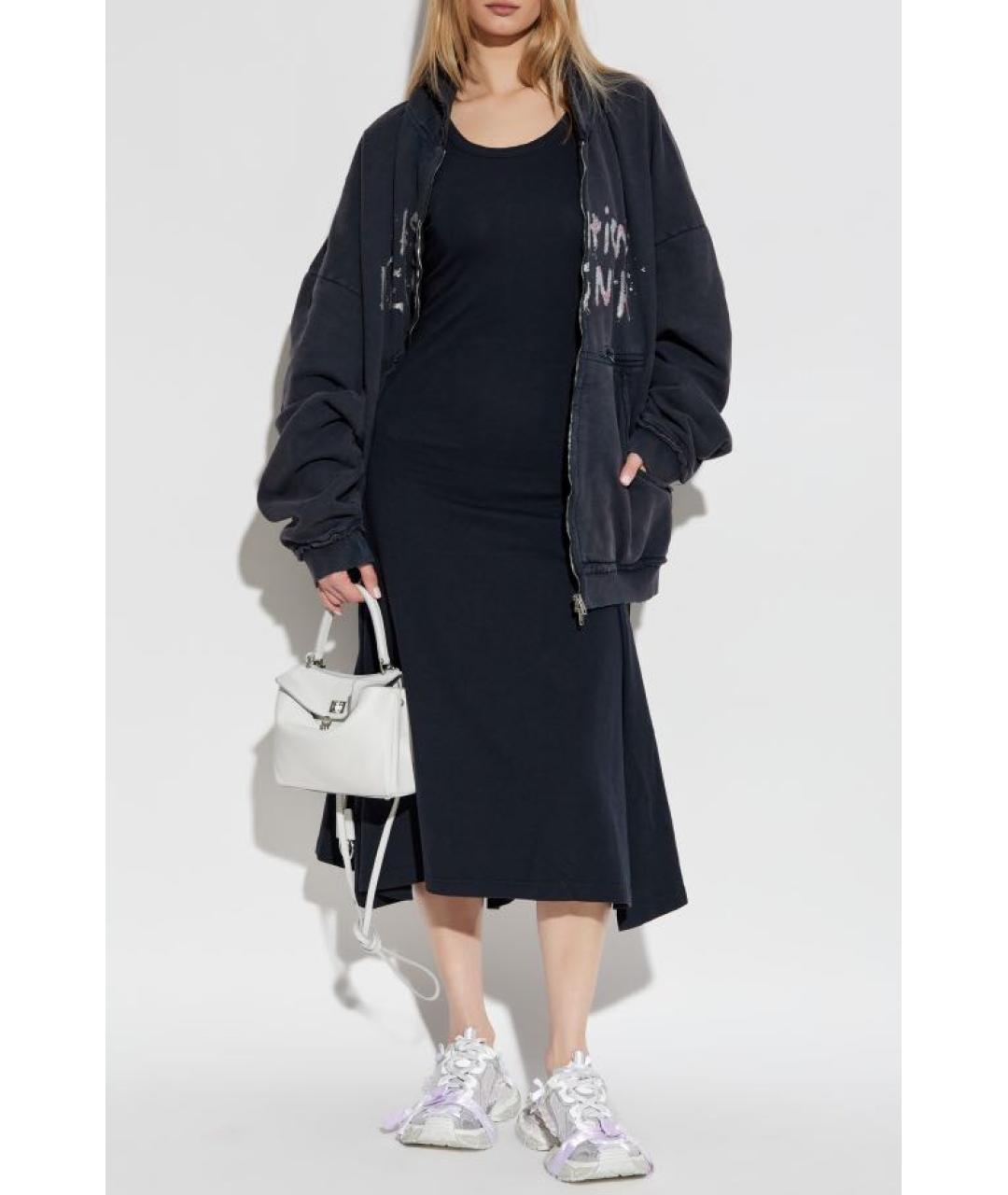 BALENCIAGA Черное хлопко-эластановое повседневное платье, фото 5