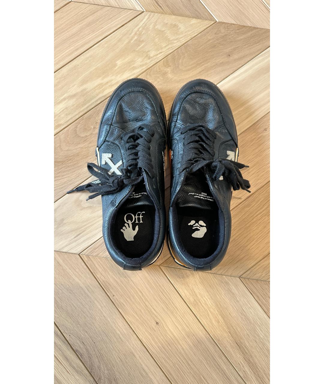 OFF-WHITE Черные кожаные низкие кроссовки / кеды, фото 4