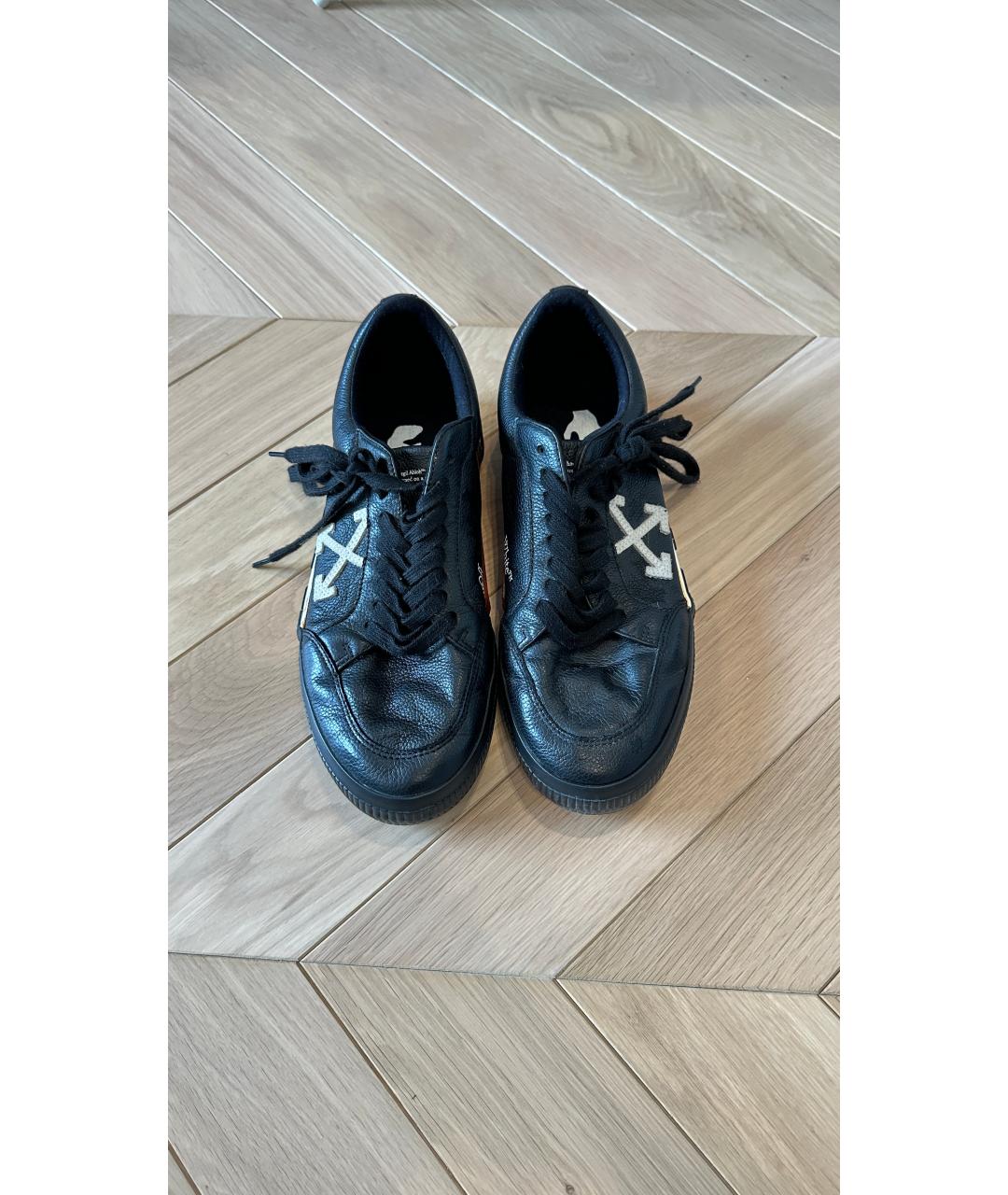 OFF-WHITE Черные кожаные низкие кроссовки / кеды, фото 3