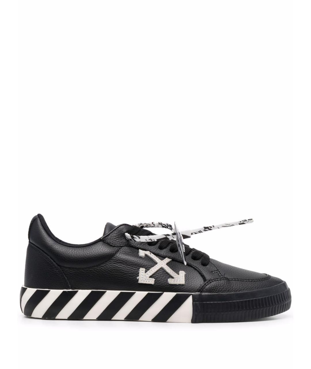 OFF-WHITE Черные кожаные низкие кроссовки / кеды, фото 8