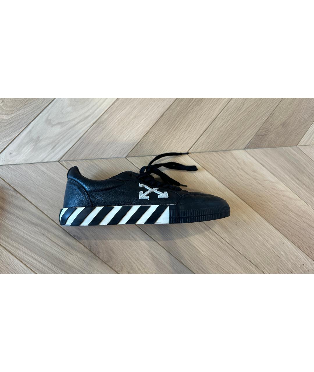 OFF-WHITE Черные кожаные низкие кроссовки / кеды, фото 2