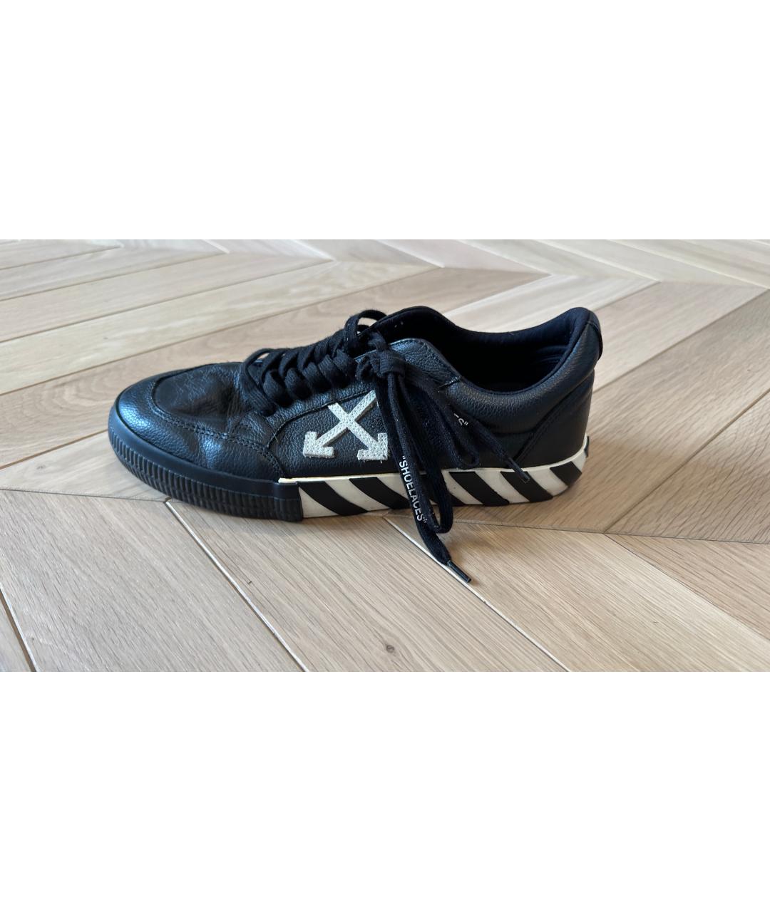OFF-WHITE Черные кожаные низкие кроссовки / кеды, фото 2