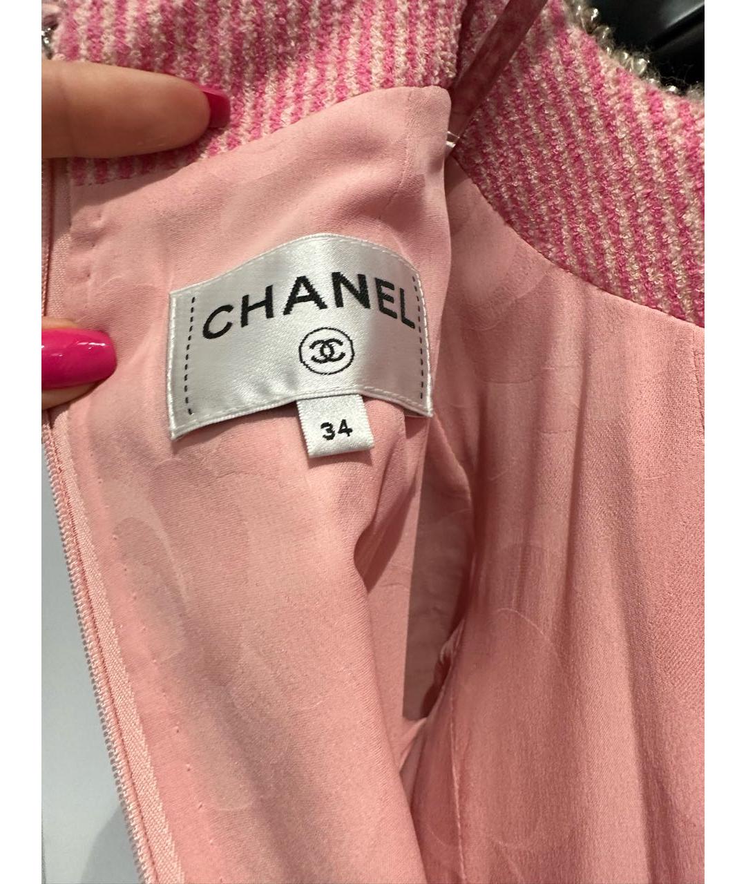 CHANEL Розовое шелковое повседневное платье, фото 2