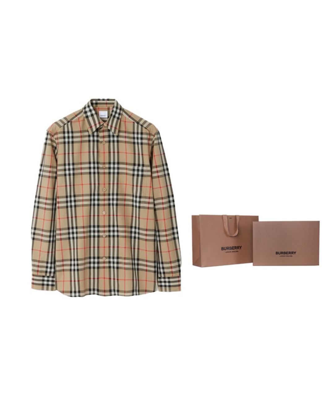 BURBERRY Бежевая хлопковая кэжуал рубашка, фото 3