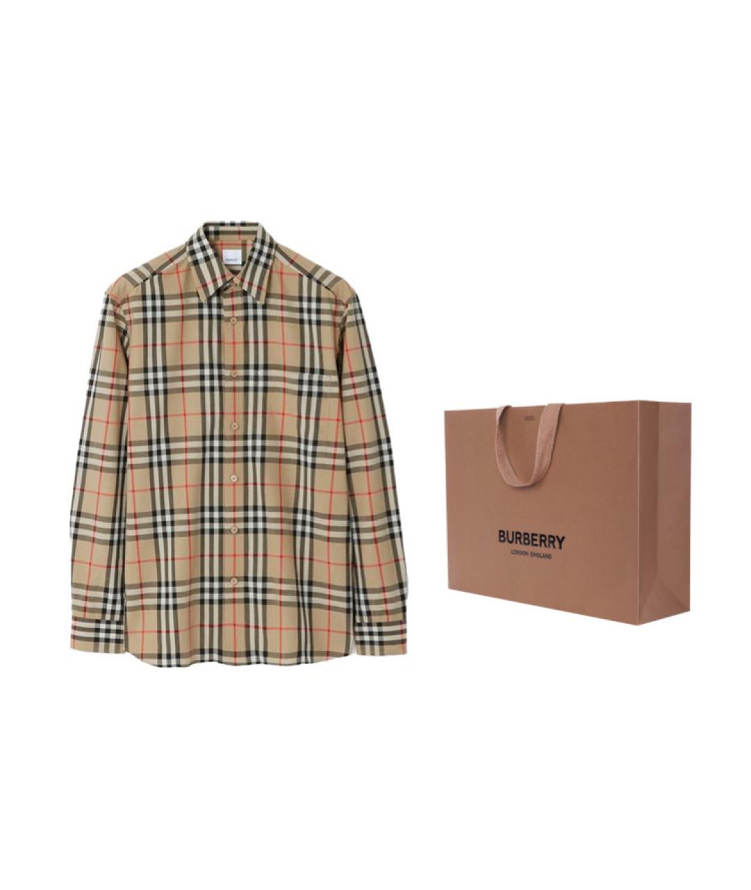 BURBERRY Бежевая хлопковая кэжуал рубашка, фото 2