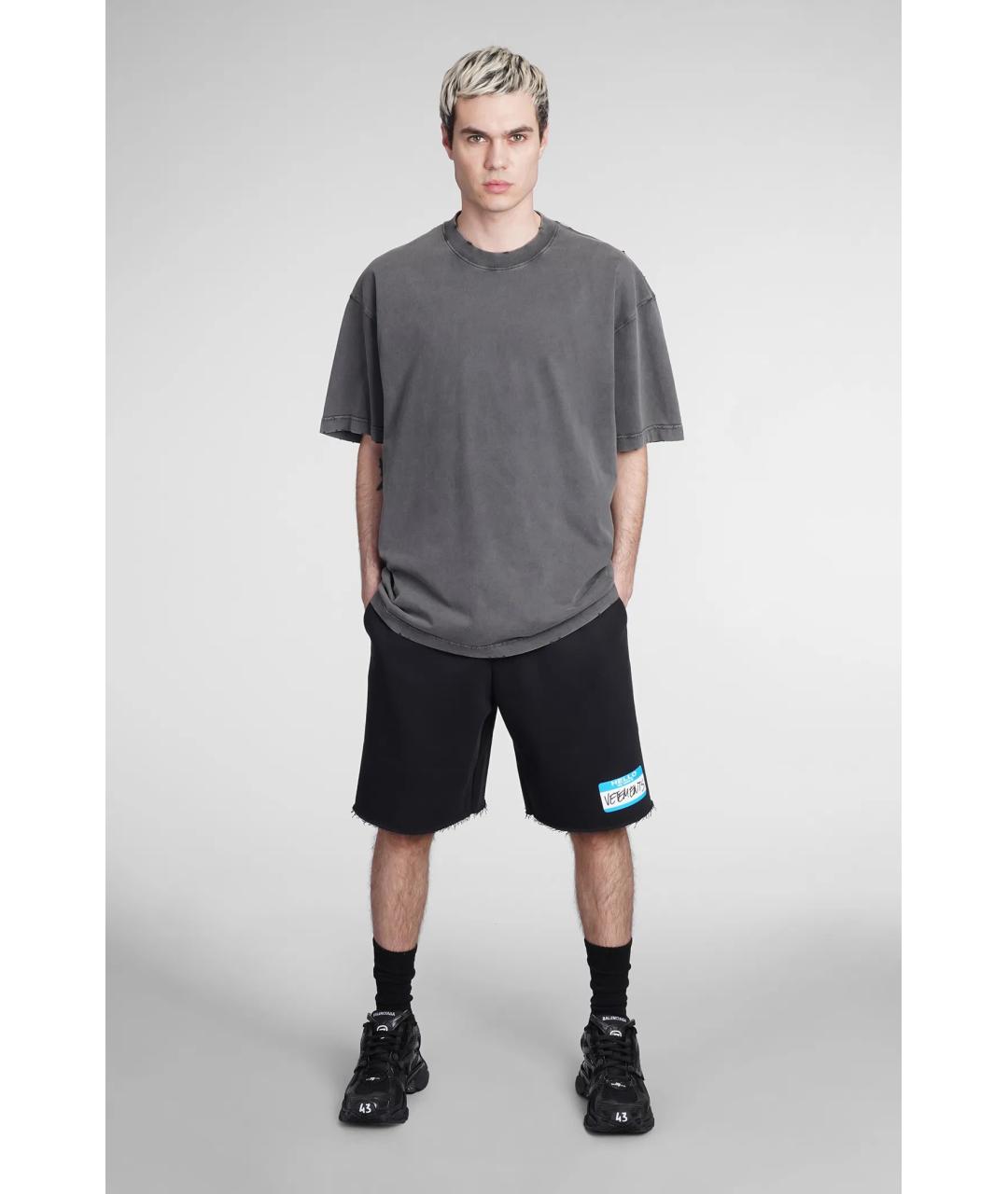 VETEMENTS Черные хлопковые шорты, фото 8