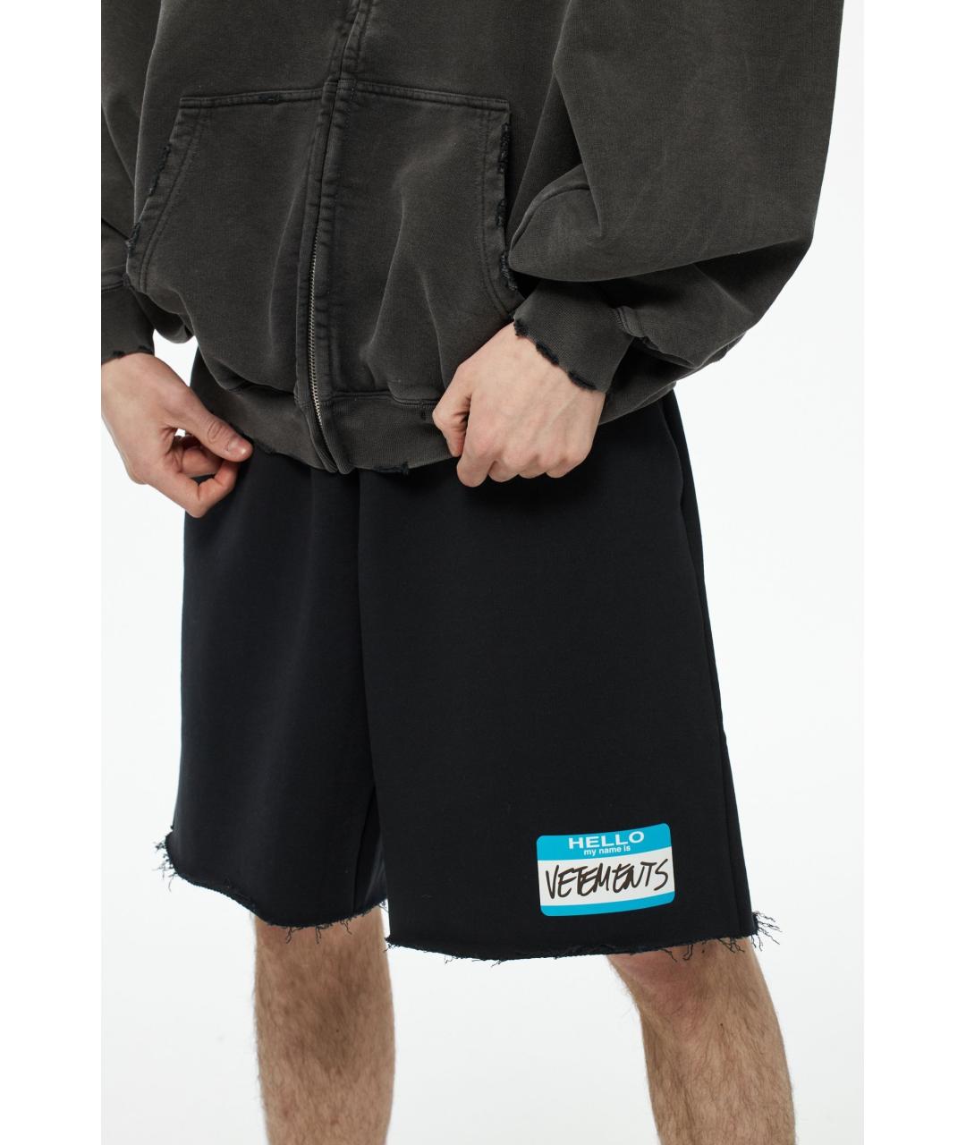 VETEMENTS Черные хлопковые шорты, фото 7