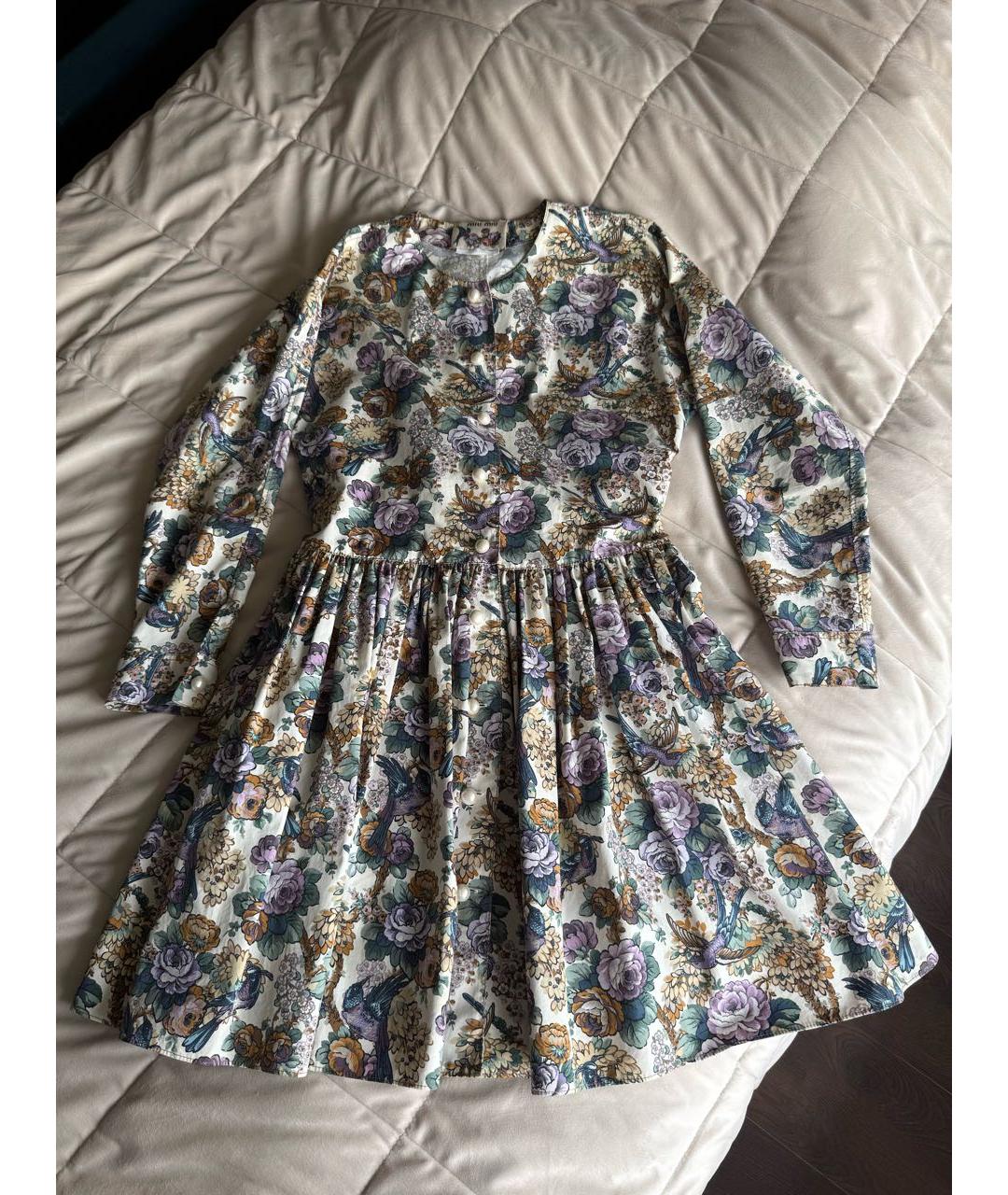 MIU MIU Мульти хлопковое повседневное платье, фото 7