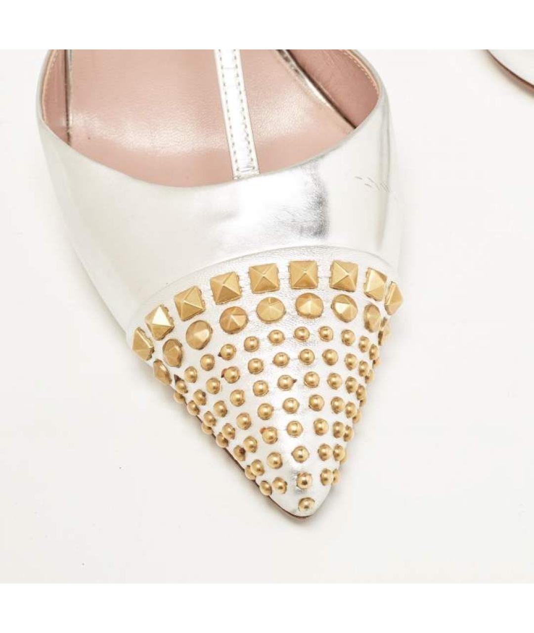 GUCCI Серебряные кожаные туфли, фото 4