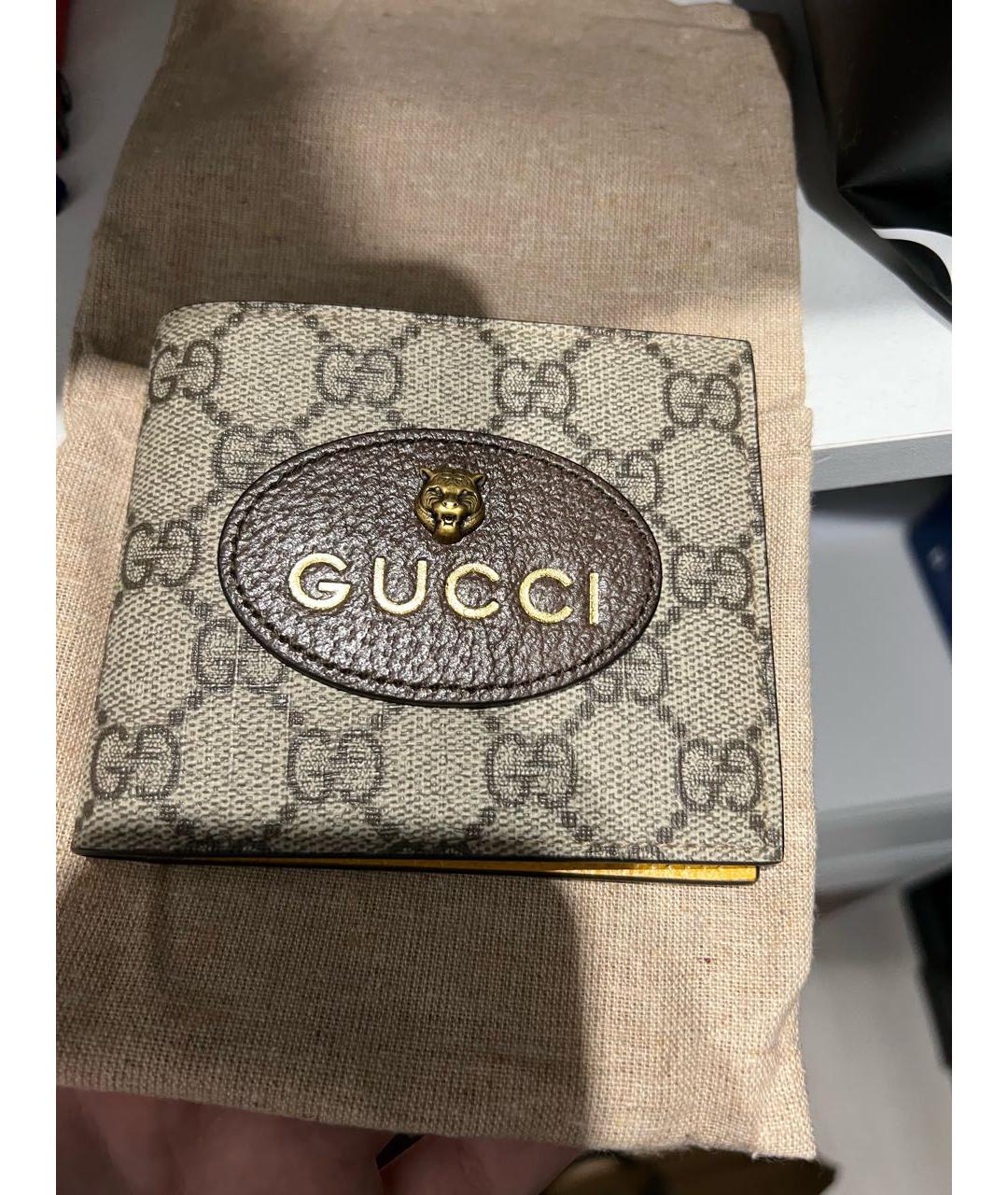 GUCCI Бежевый кожаный кошелек, фото 4