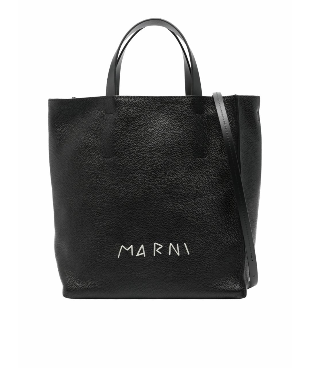 MARNI Черная кожаная сумка тоут, фото 1
