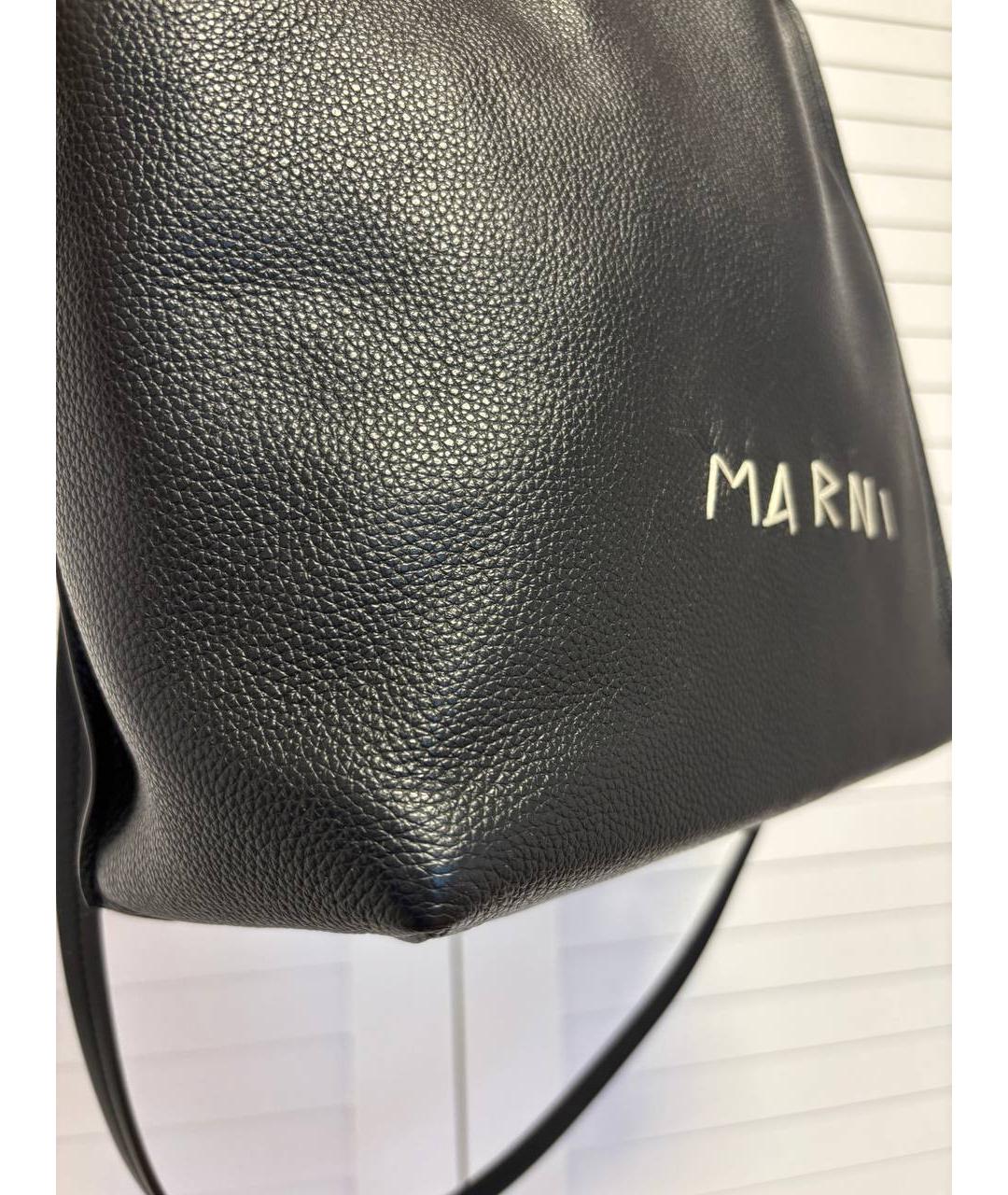 MARNI Черная кожаная сумка тоут, фото 5