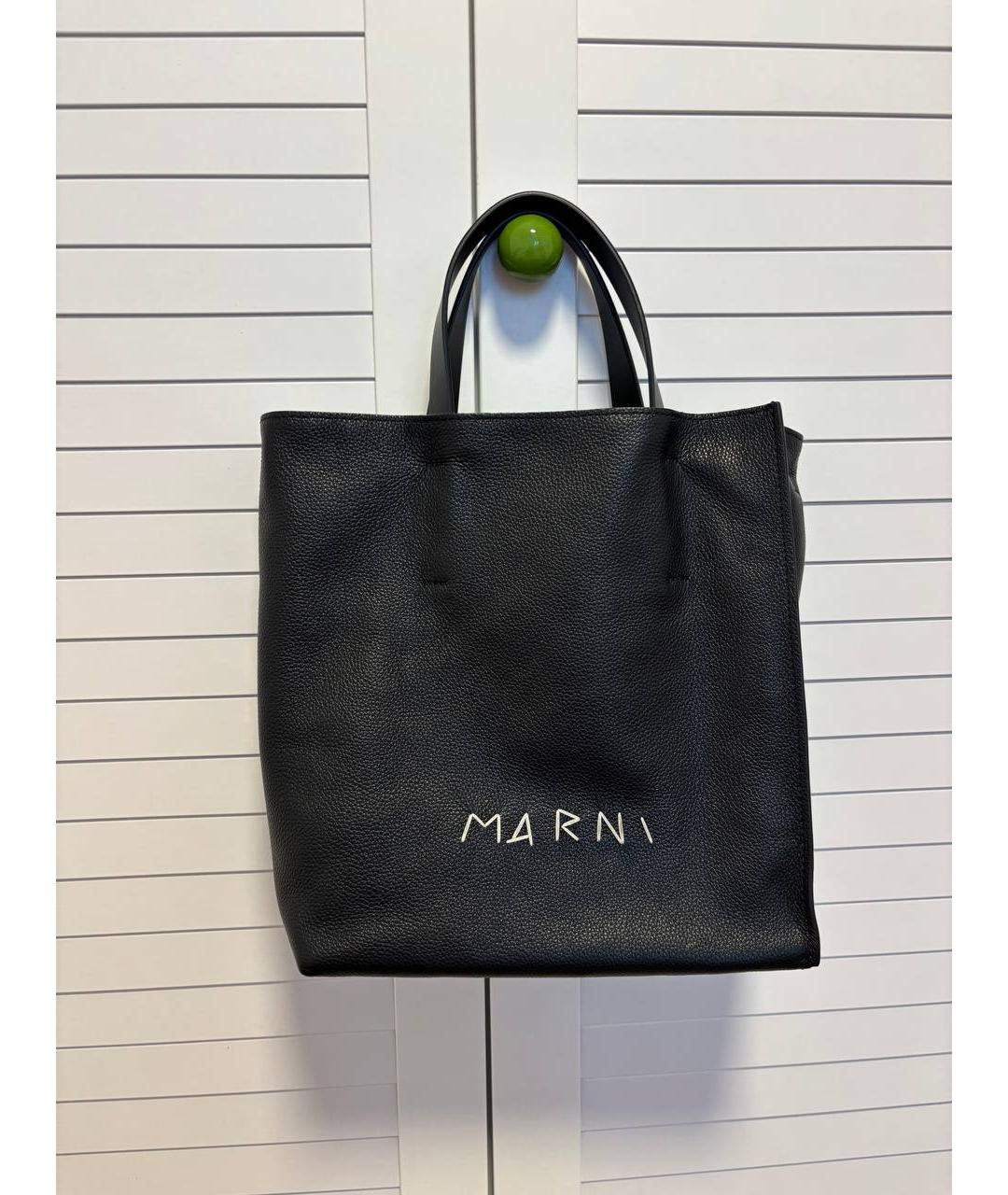 MARNI Черная кожаная сумка тоут, фото 2