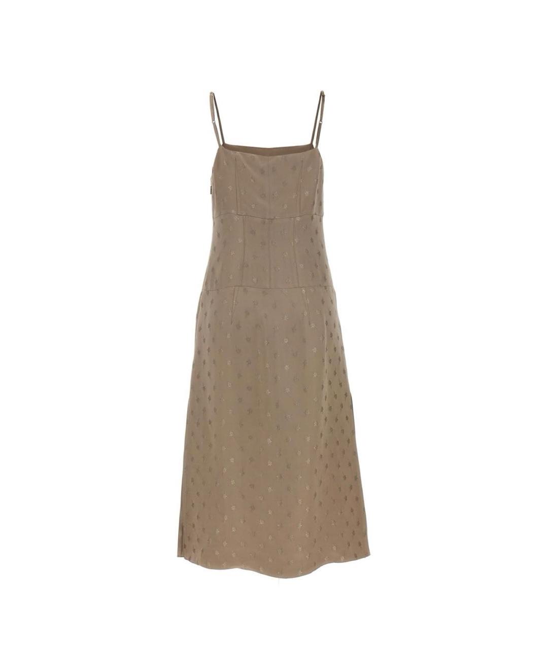 FENDI Бежевое шелковое коктейльное платье, фото 3