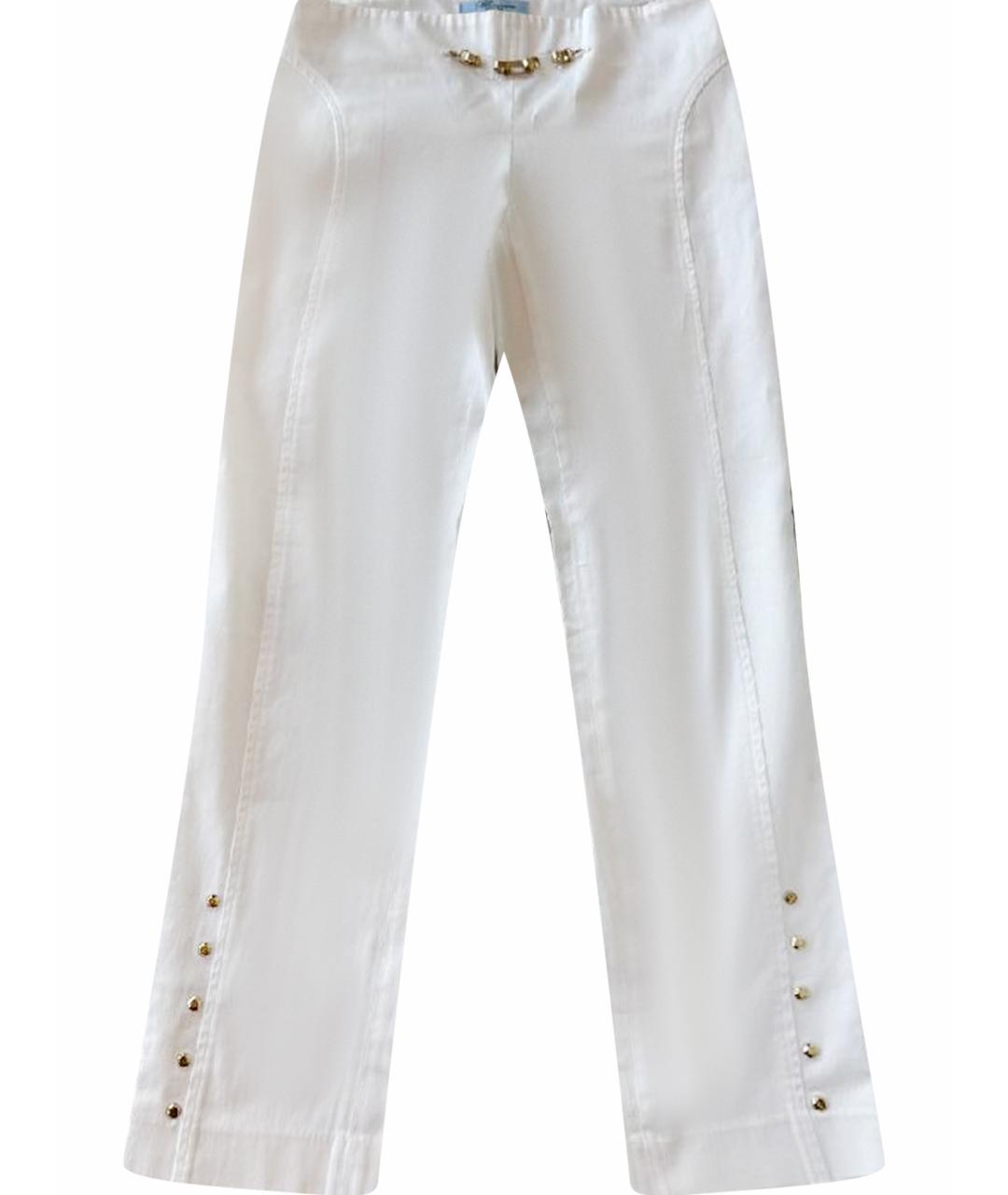 BLUMARINE Белые хлопковые прямые брюки, фото 1