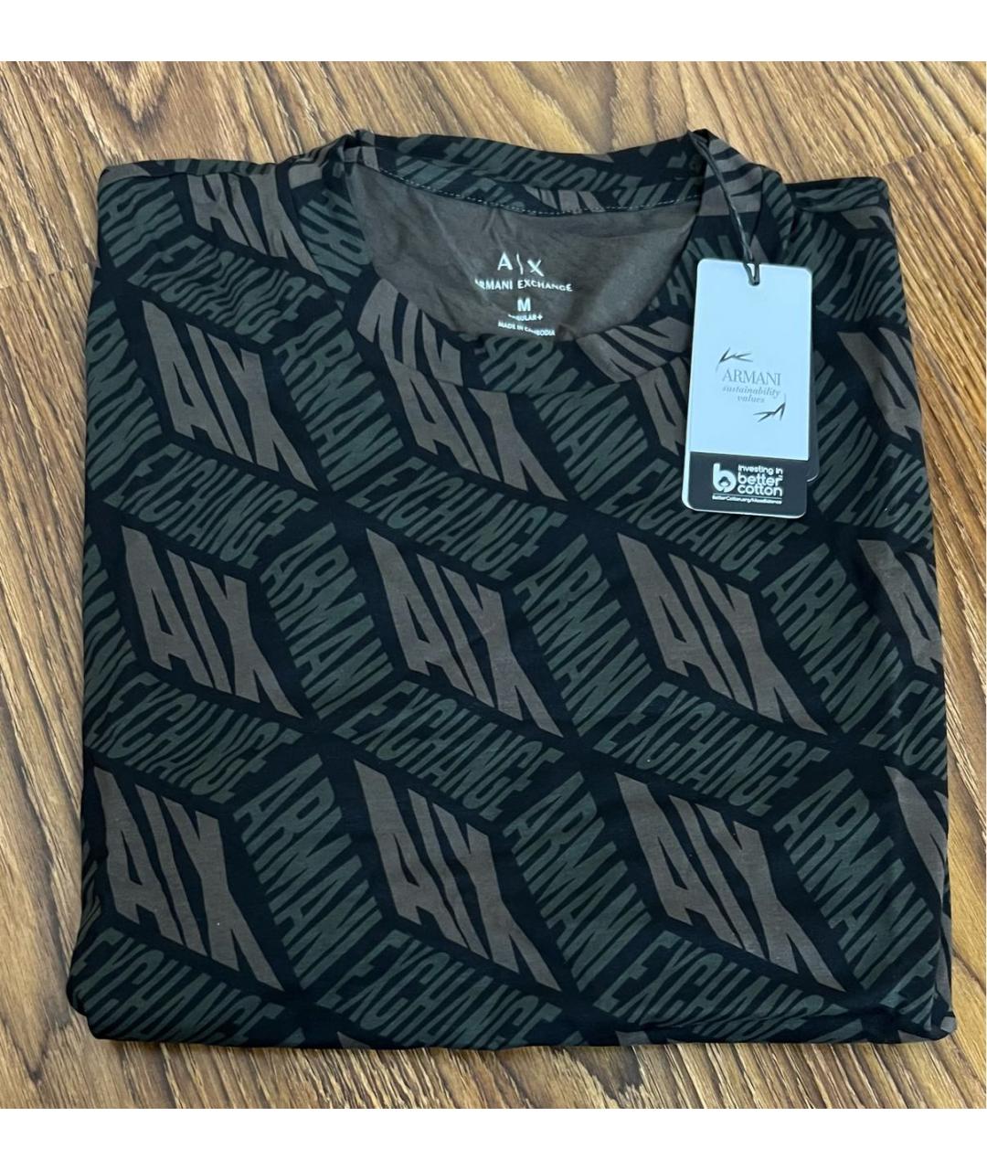 ARMANI EXCHANGE Хаки хлопковая футболка, фото 2