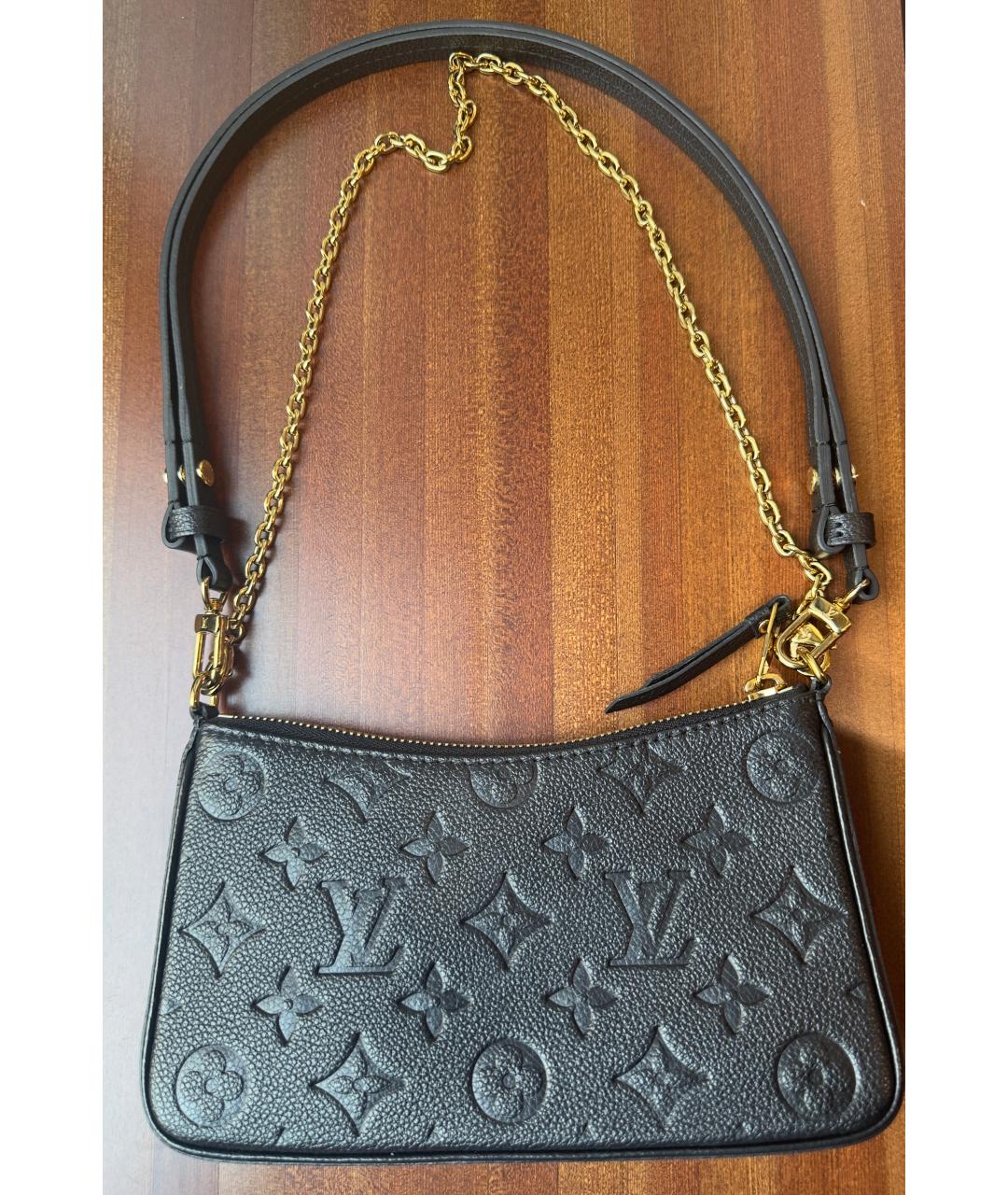 LOUIS VUITTON Черная кожаная сумка через плечо, фото 2