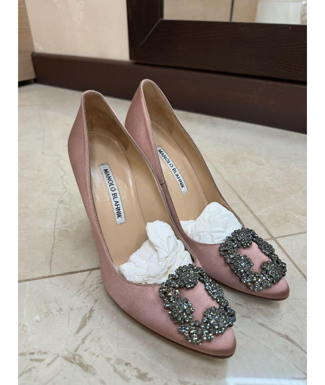 MANOLO BLAHNIK Розовые текстильные туфли, фото 2