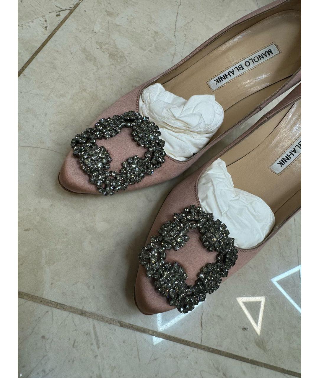 MANOLO BLAHNIK Розовые текстильные туфли, фото 3