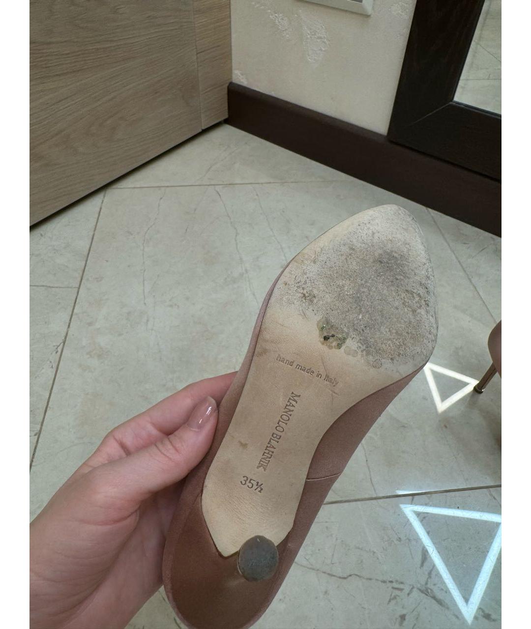 MANOLO BLAHNIK Розовые текстильные туфли, фото 4