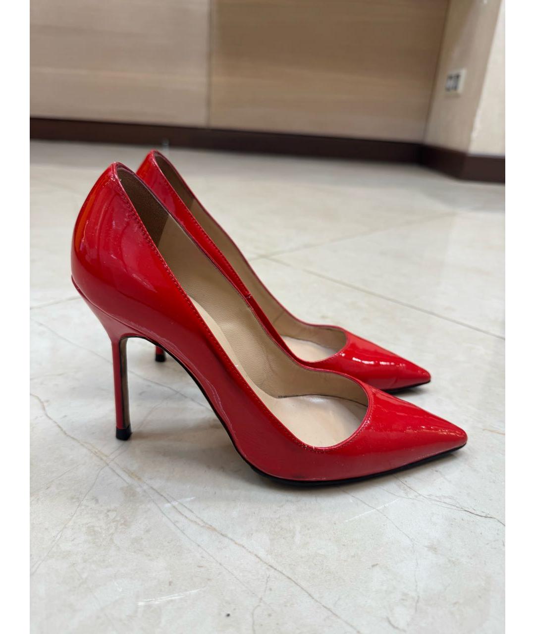 MANOLO BLAHNIK Красные туфли из лакированной кожи, фото 5