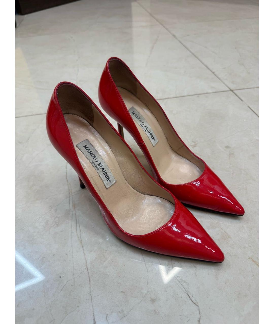 MANOLO BLAHNIK Красные туфли из лакированной кожи, фото 3