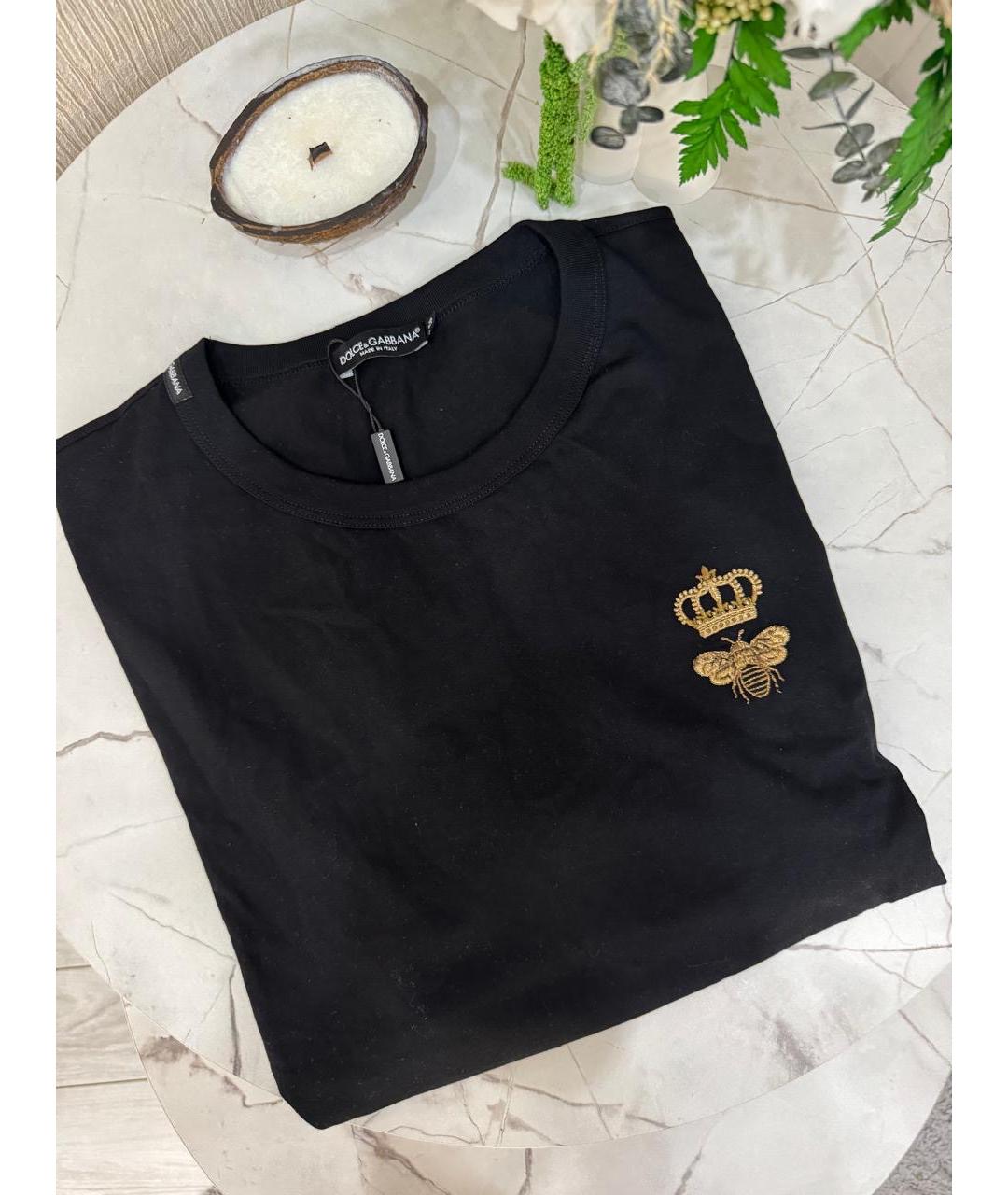 DOLCE&GABBANA Черная хлопковая футболка, фото 2