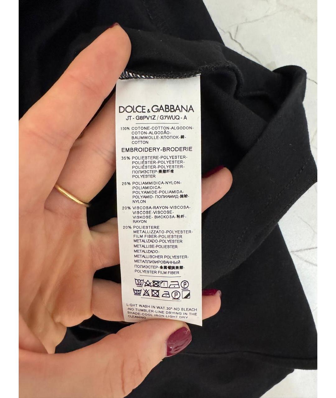 DOLCE&GABBANA Черная хлопковая футболка, фото 4