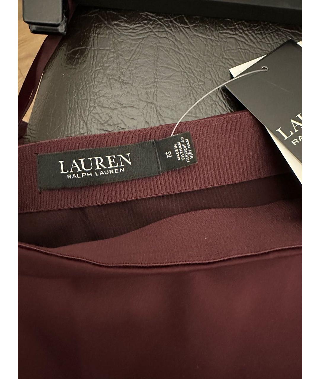 RALPH LAUREN Бордовая полиэстеровая юбка миди, фото 3
