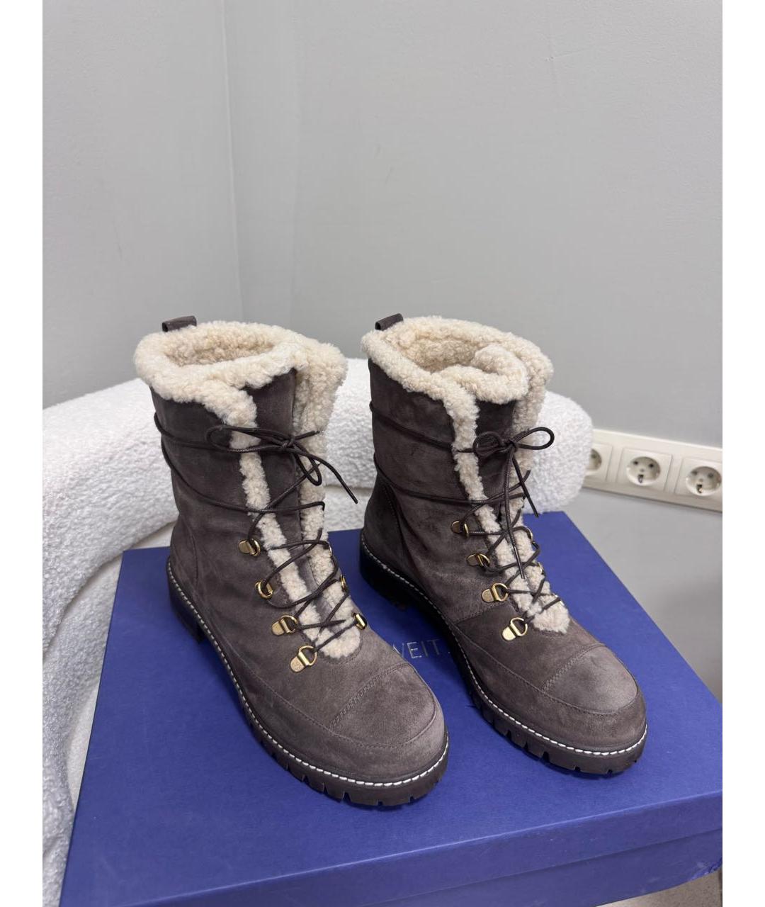 STUART WEITZMAN Антрацитовые замшевые сапоги, фото 3