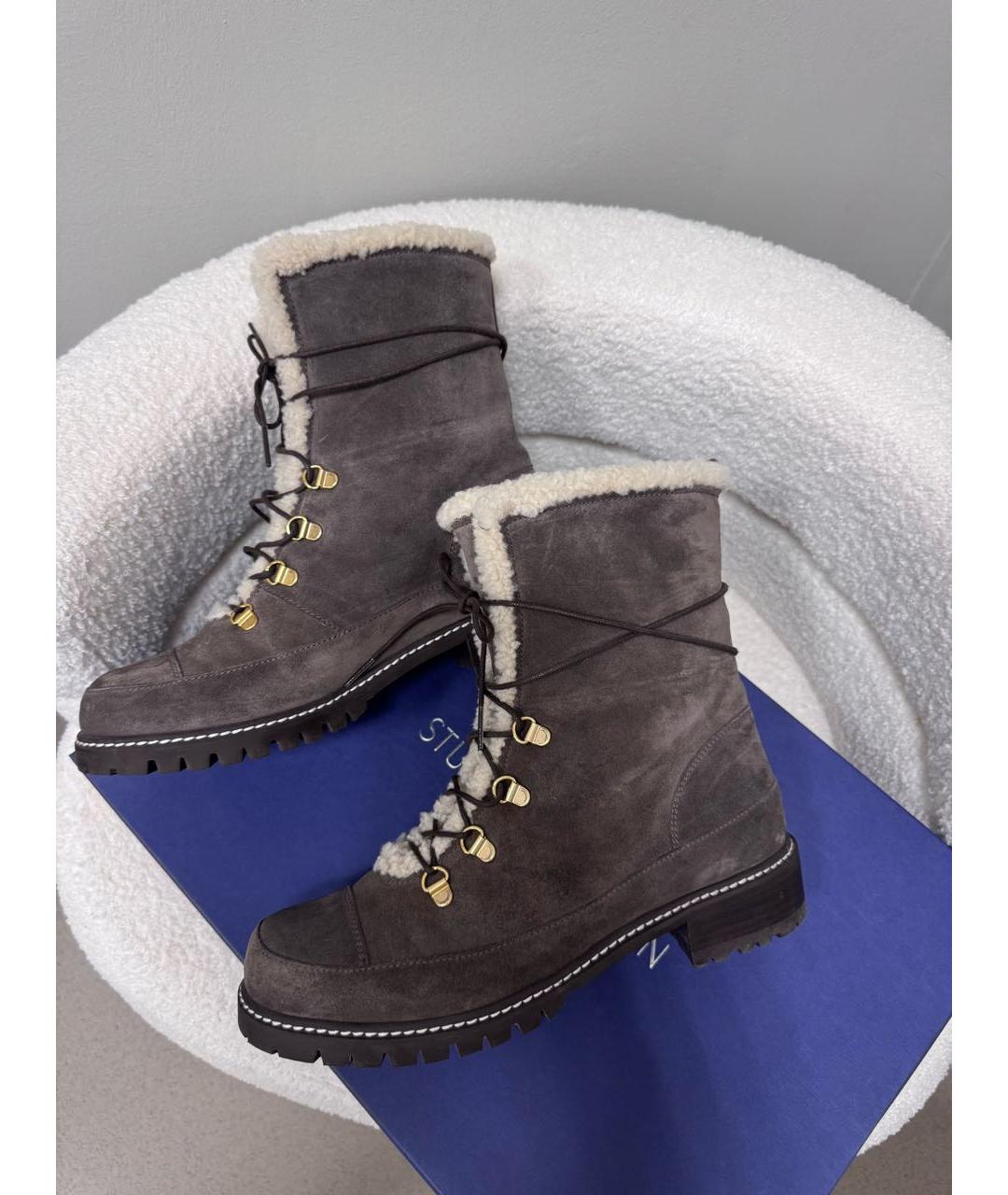 STUART WEITZMAN Антрацитовые замшевые сапоги, фото 9