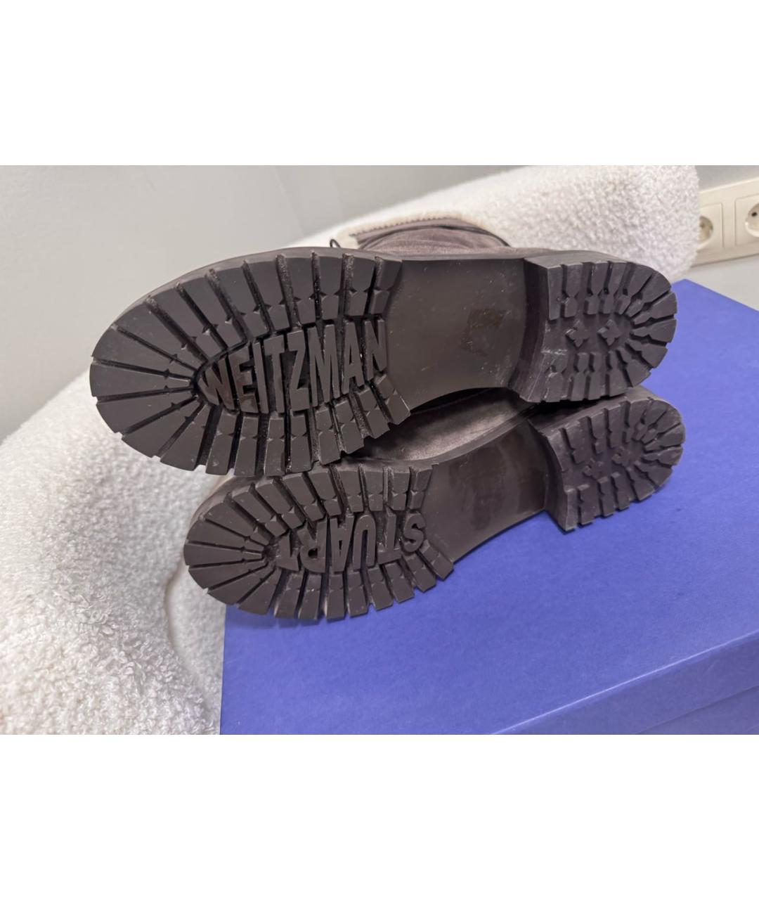 STUART WEITZMAN Антрацитовые замшевые сапоги, фото 7