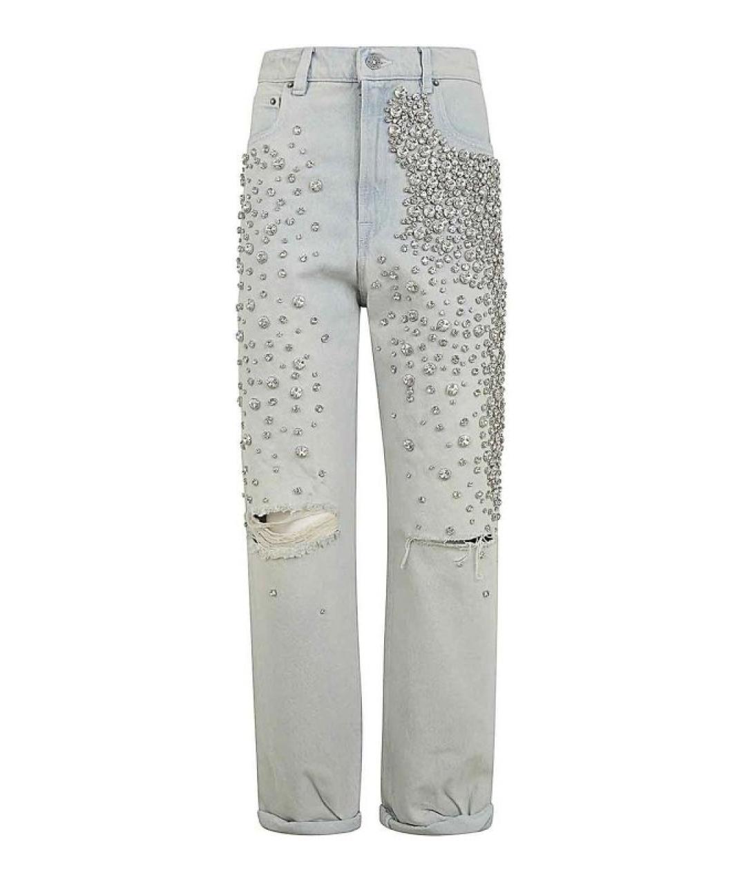 GOLDEN GOOSE DELUXE BRAND Голубые хлопковые прямые джинсы, фото 1
