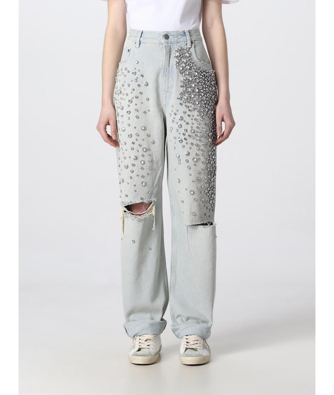 GOLDEN GOOSE DELUXE BRAND Голубые хлопковые прямые джинсы, фото 2