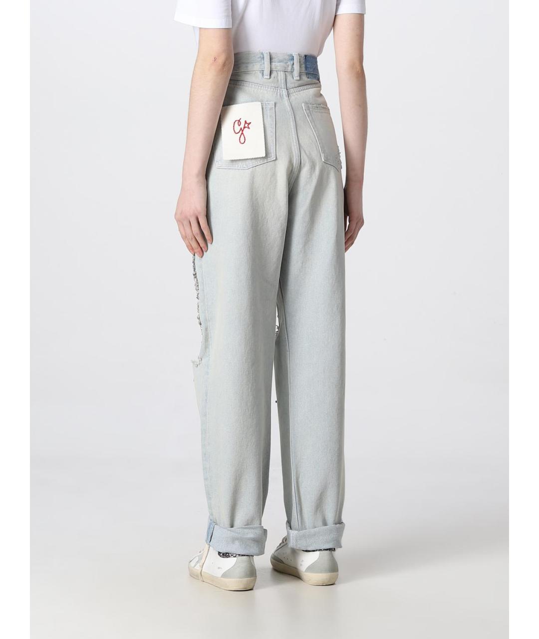 GOLDEN GOOSE DELUXE BRAND Голубые хлопковые прямые джинсы, фото 4