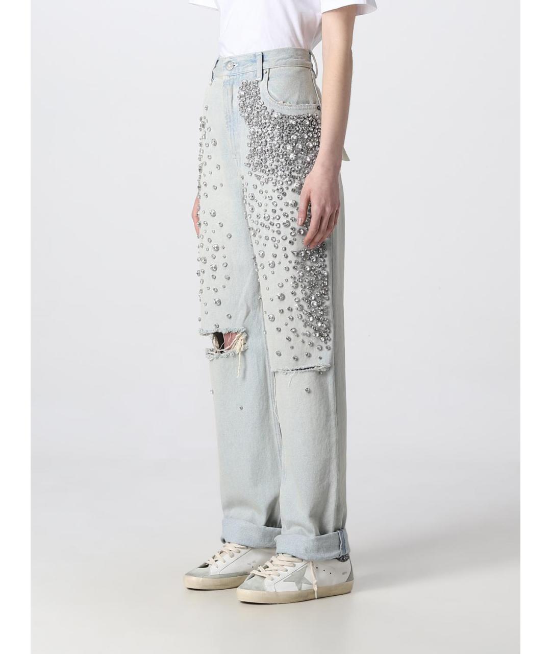 GOLDEN GOOSE DELUXE BRAND Голубые хлопковые прямые джинсы, фото 5