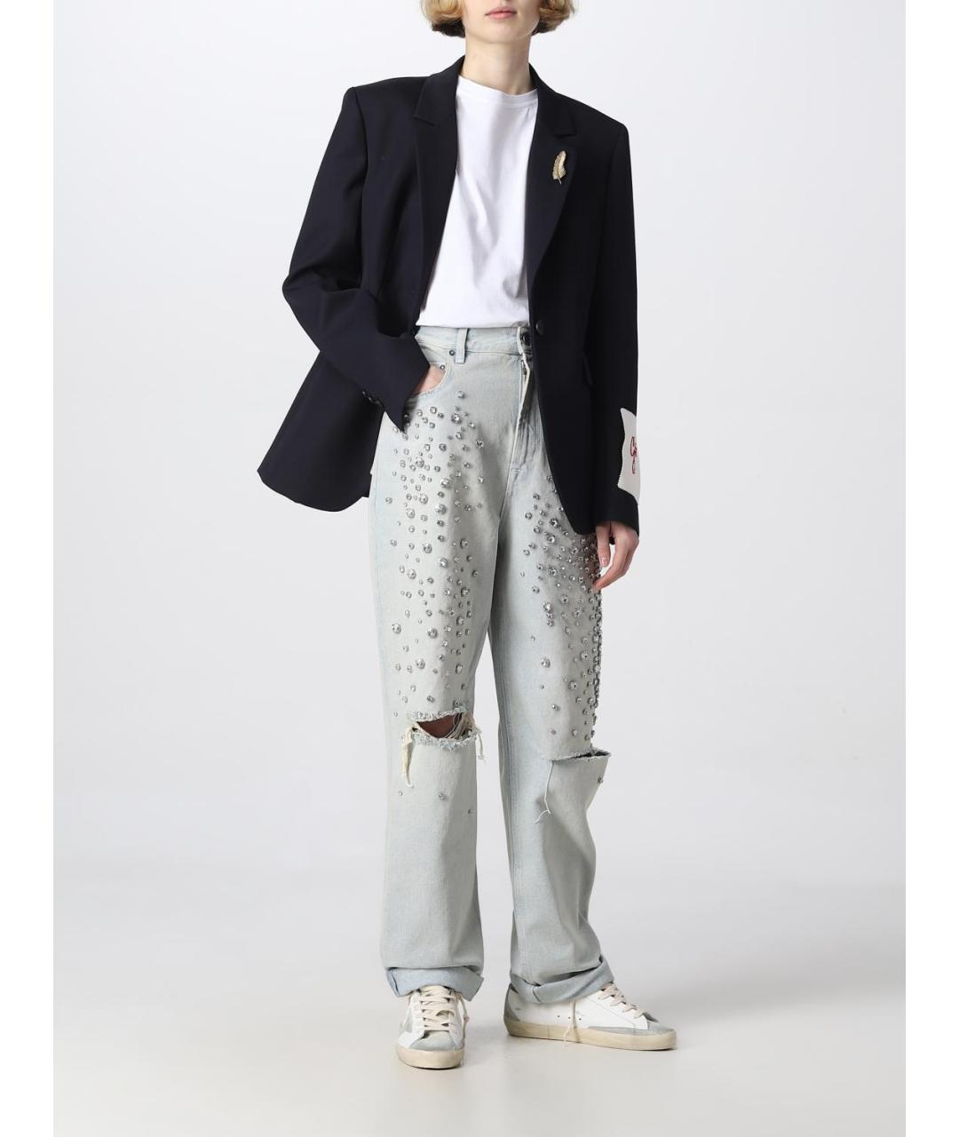 GOLDEN GOOSE DELUXE BRAND Голубые хлопковые прямые джинсы, фото 3