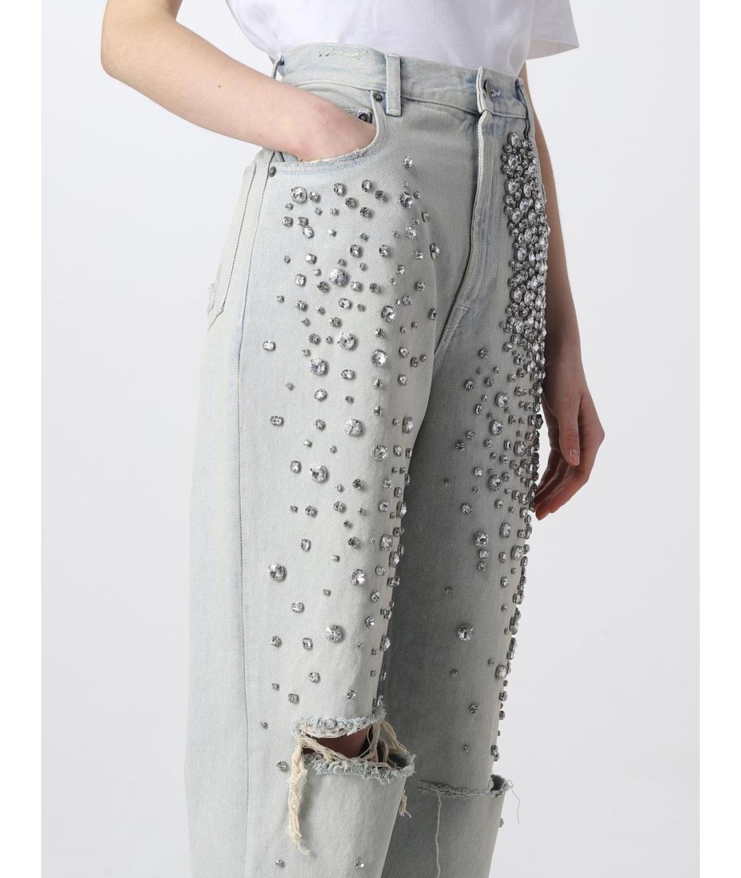 GOLDEN GOOSE DELUXE BRAND Голубые хлопковые прямые джинсы, фото 6