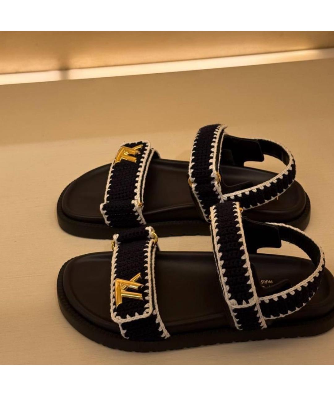 LOUIS VUITTON Темно-синие текстильные сандалии, фото 3