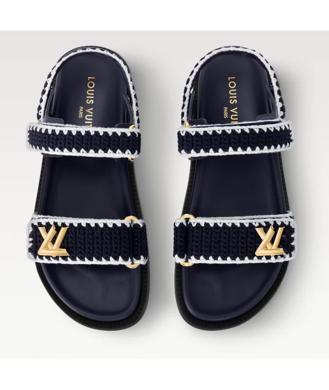 LOUIS VUITTON Темно-синие текстильные сандалии, фото 2