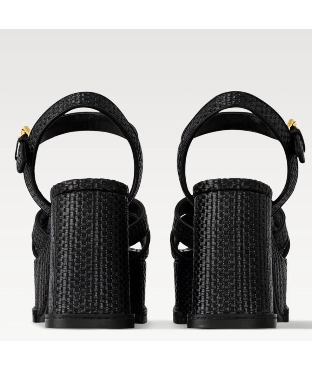 LOUIS VUITTON Черные текстильные босоножки, фото 4